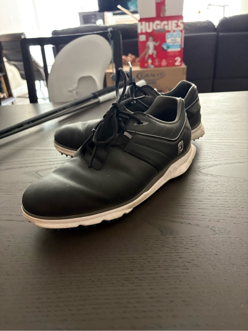 FootJoy Black Athletic Golf Shoes with White Sole
